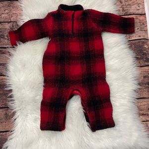 Fleece red & black onesie